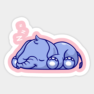 Cute Elephant Sleeping Cartoon Sticker